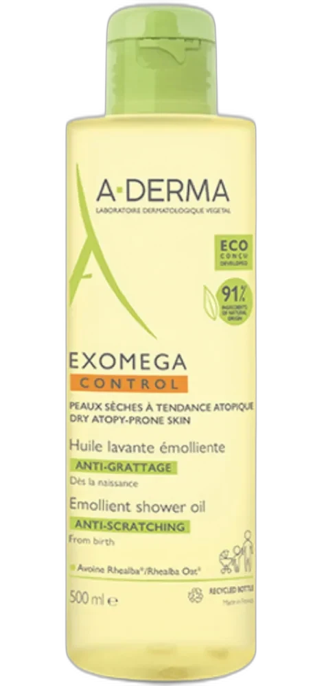 A-Derma Exomega Control Emollient Shower Oil 500ml pump bottle