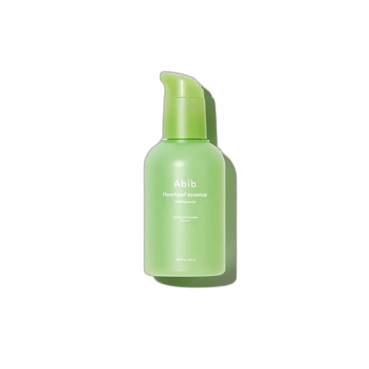 Abib Heartleaf Essence Calming Pump in a 75ml frosted pump bottle