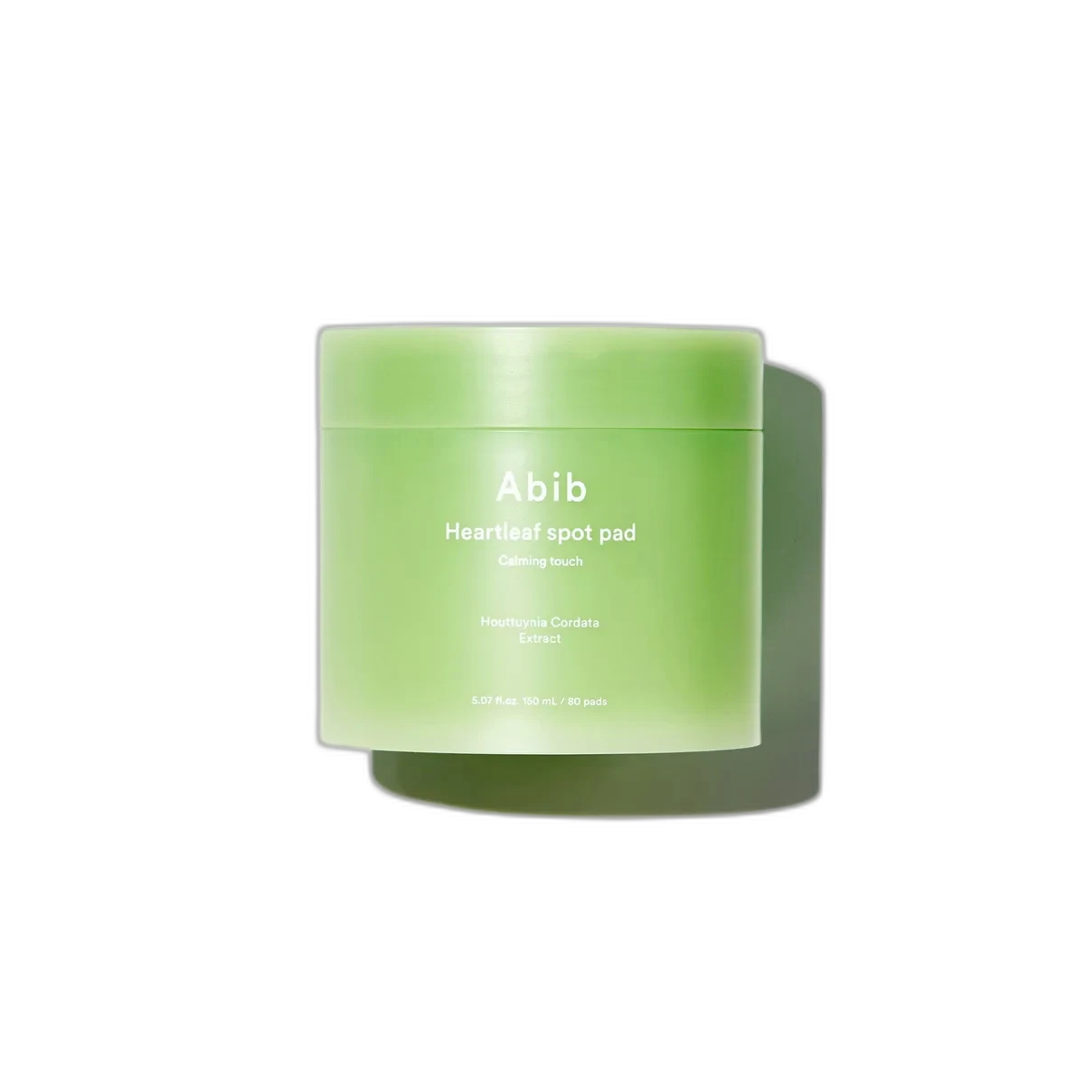 Abib Heartleaf Spot Pad Calming Touch tub of 80 dual-textured exfoliating pads
