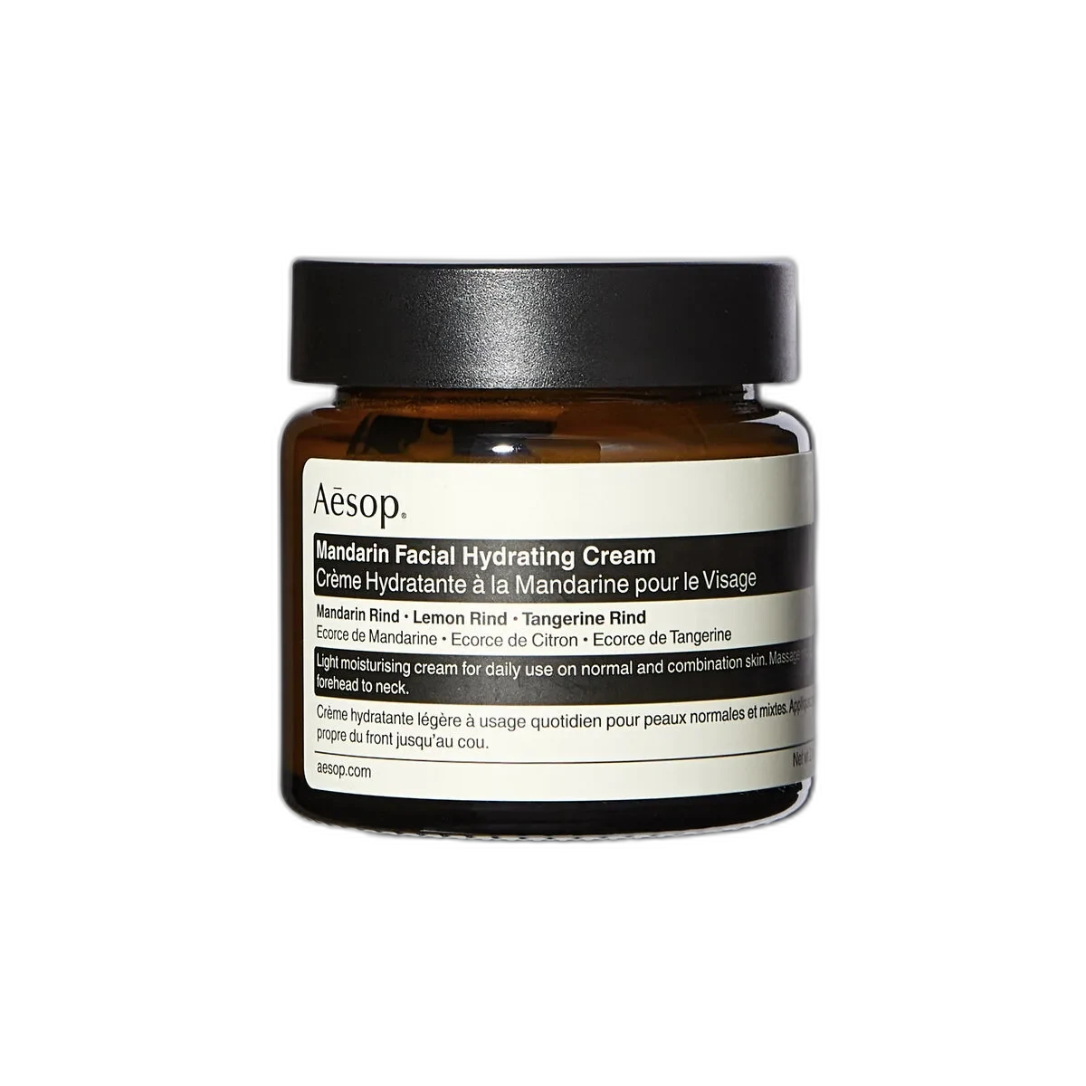 Aesop Mandarin Facial Hydrating Cream amber glass jar with screw lid