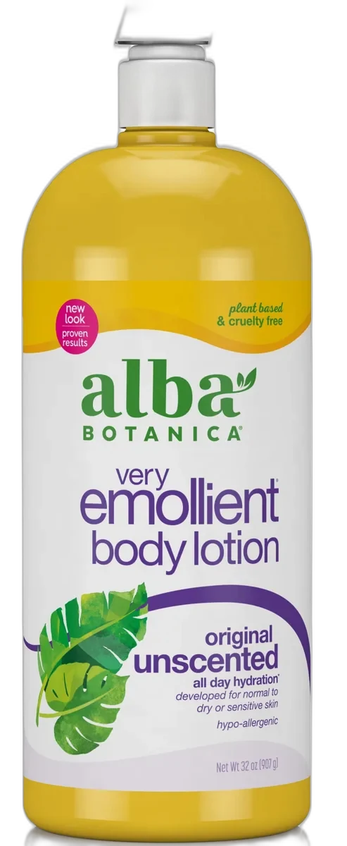 Alba Botanica Very Emollient Body Lotion Unscented pump bottle fragrance-free