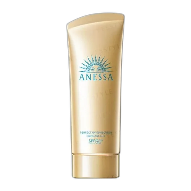 Anessa Perfect UV Sunscreen Skincare Gel SPF 50+ PA++++ in a gold tube