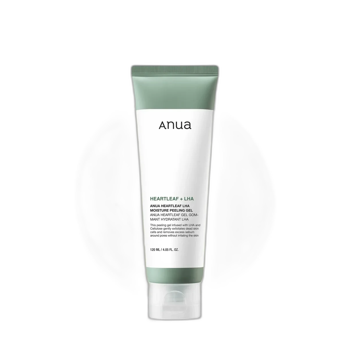Anua Heartleaf LHA Moisture Peeling Gel 200ml tube in light green packaging