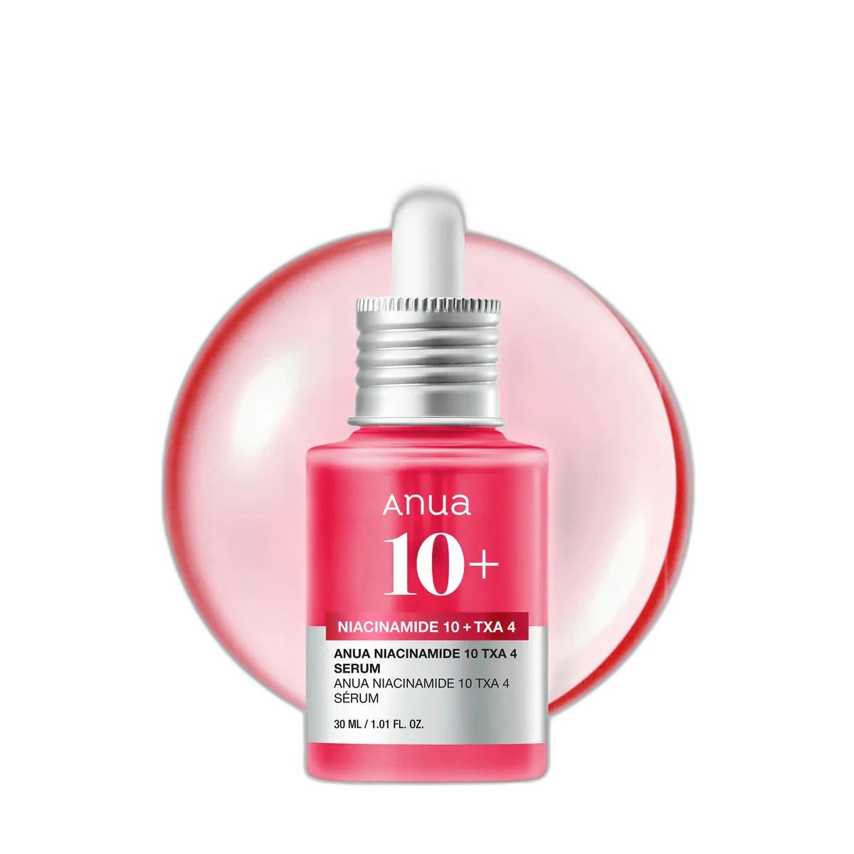 Anua Niacinamide 10% + TXA 4% Serum 30ml pink glass dropper bottle