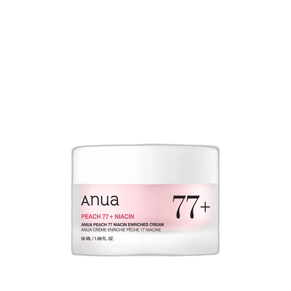 Anua Peach 77 Niacin Enriched Cream 50ml jar with peach-toned branding