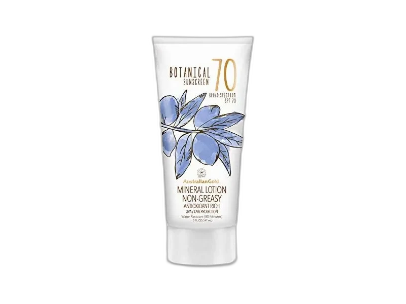 Australian Gold Botanical SPF 70 Mineral Sunscreen Lotion squeeze tube