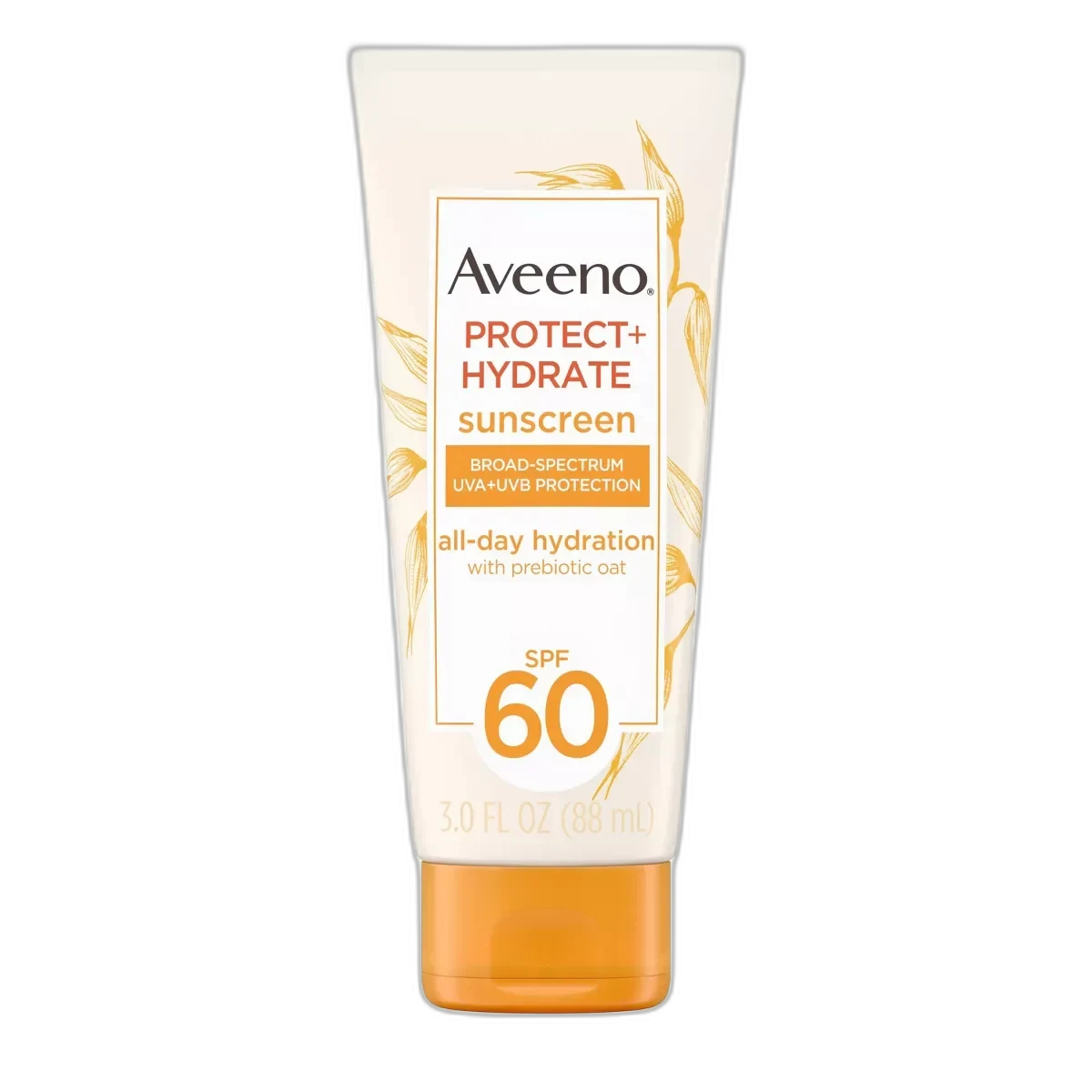 Aveeno Protect + Hydrate Moisturizing Sunscreen SPF 60 tube with prebiotic oat for face and body
