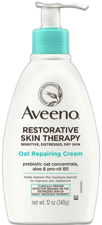 Aveeno Restorative Skin Therapy Oat Repairing Cream 12 oz squeeze tube with green and white