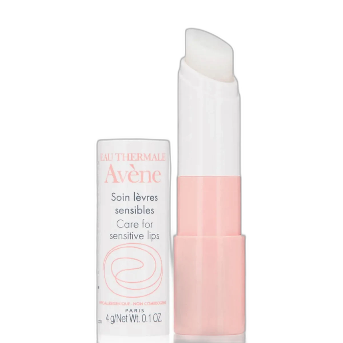 Avène SOS Labial Lip Balm white twist-up stick tube on white background