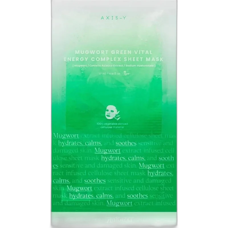 Axis-Y Mugwort Green Vital Energy Complex Sheet Mask individual foil pack