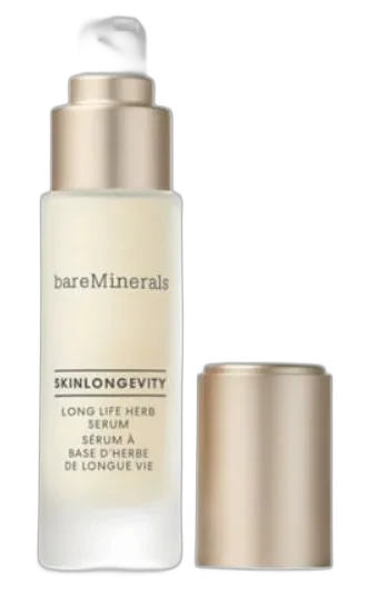bareMinerals SkinLongevity Long Life Herb Serum frosted glass pump bottle