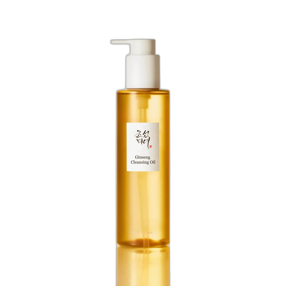Beauty of Joseon Ginseng Cleansing Oil in a clear pump bottle showing the golden-tinted oil