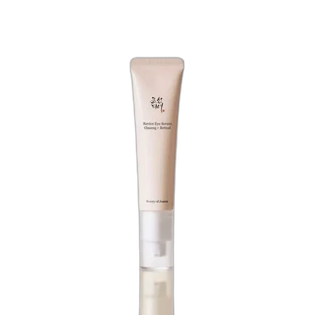 Beauty of Joseon Revive Eye Serum: Ginseng + Retinal in a soft gold tube with airless pump dispenser