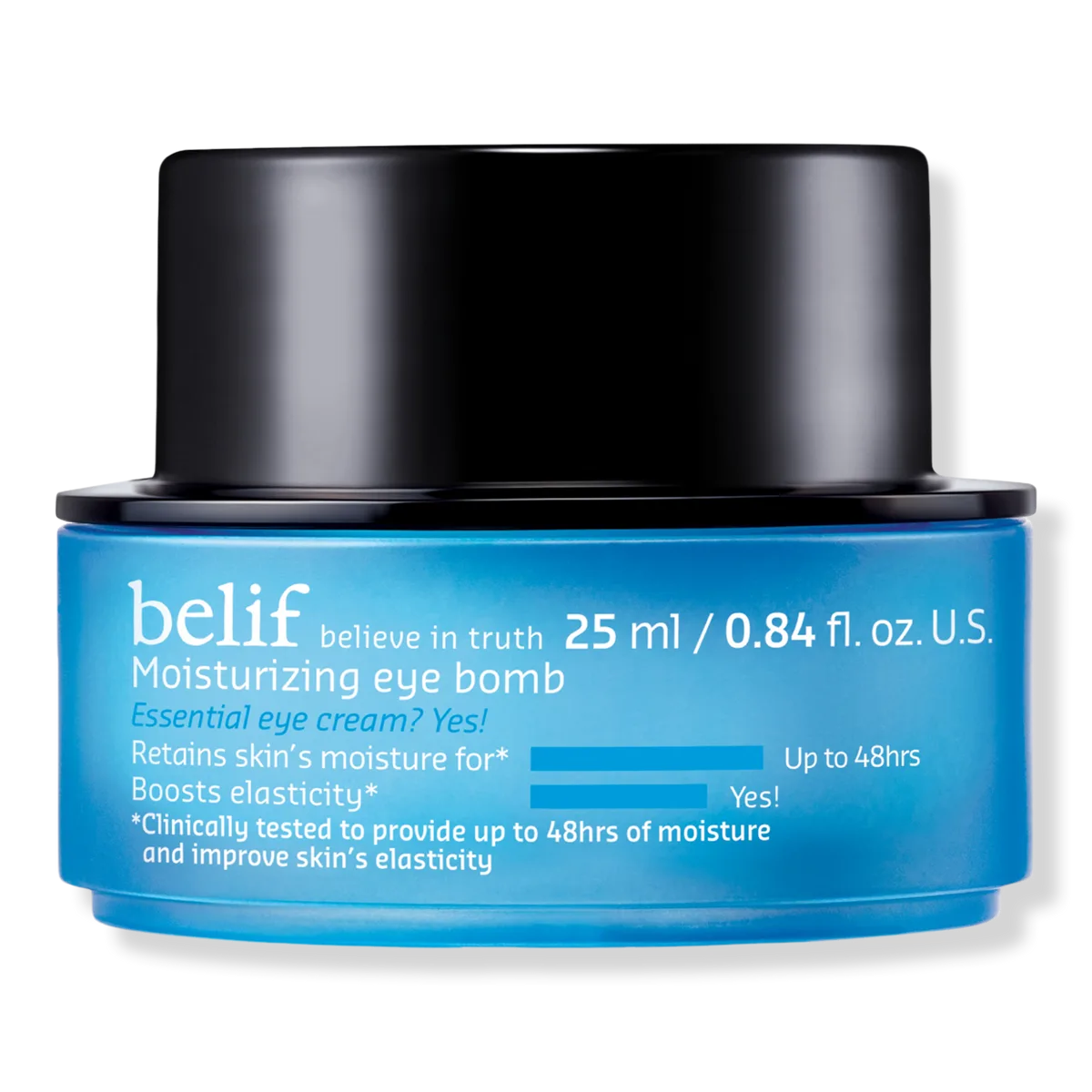 belif Moisturizing Eye Bomb in compact frosted glass jar