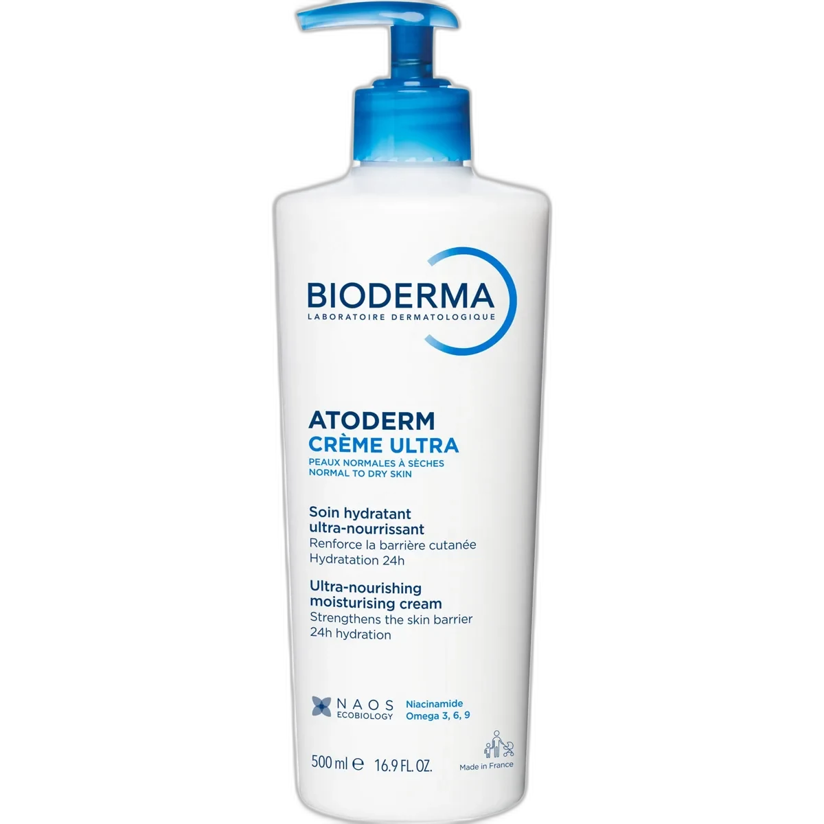Bioderma Atoderm Crème Ultra pump bottle with white and blue packaging