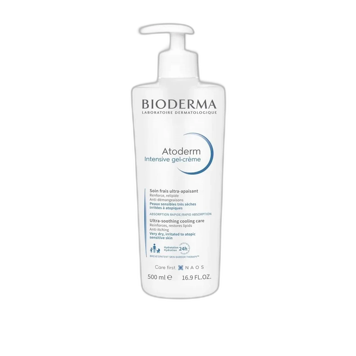 Bioderma Atoderm Intensive Gel-Cream pump bottle with white and teal packaging