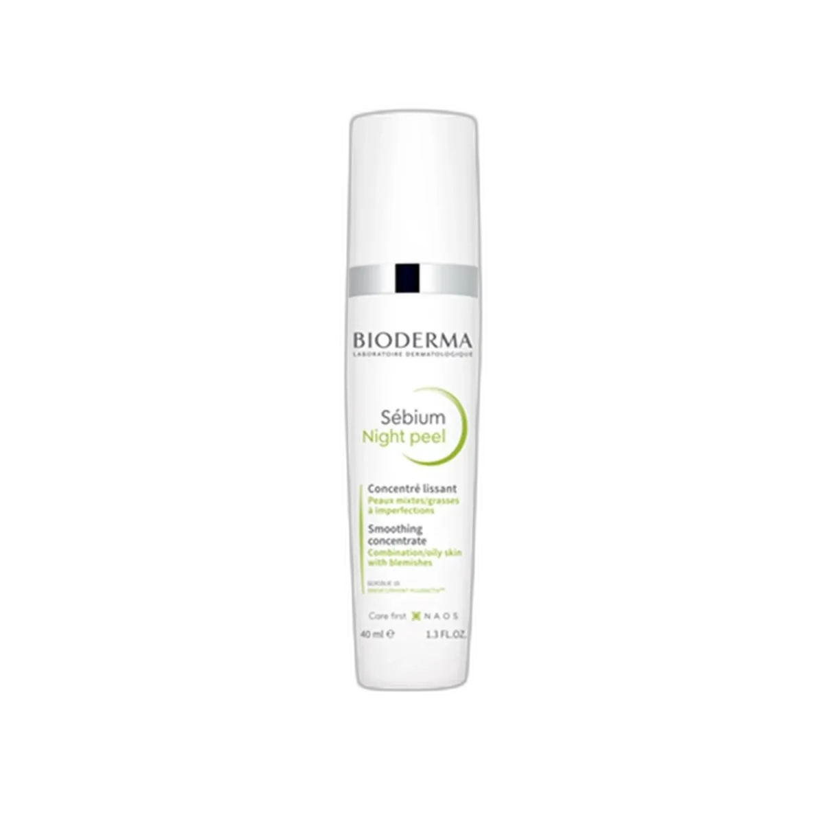 Bioderma Sebium Night Peel 40ml pump bottle with green Sebium line branding