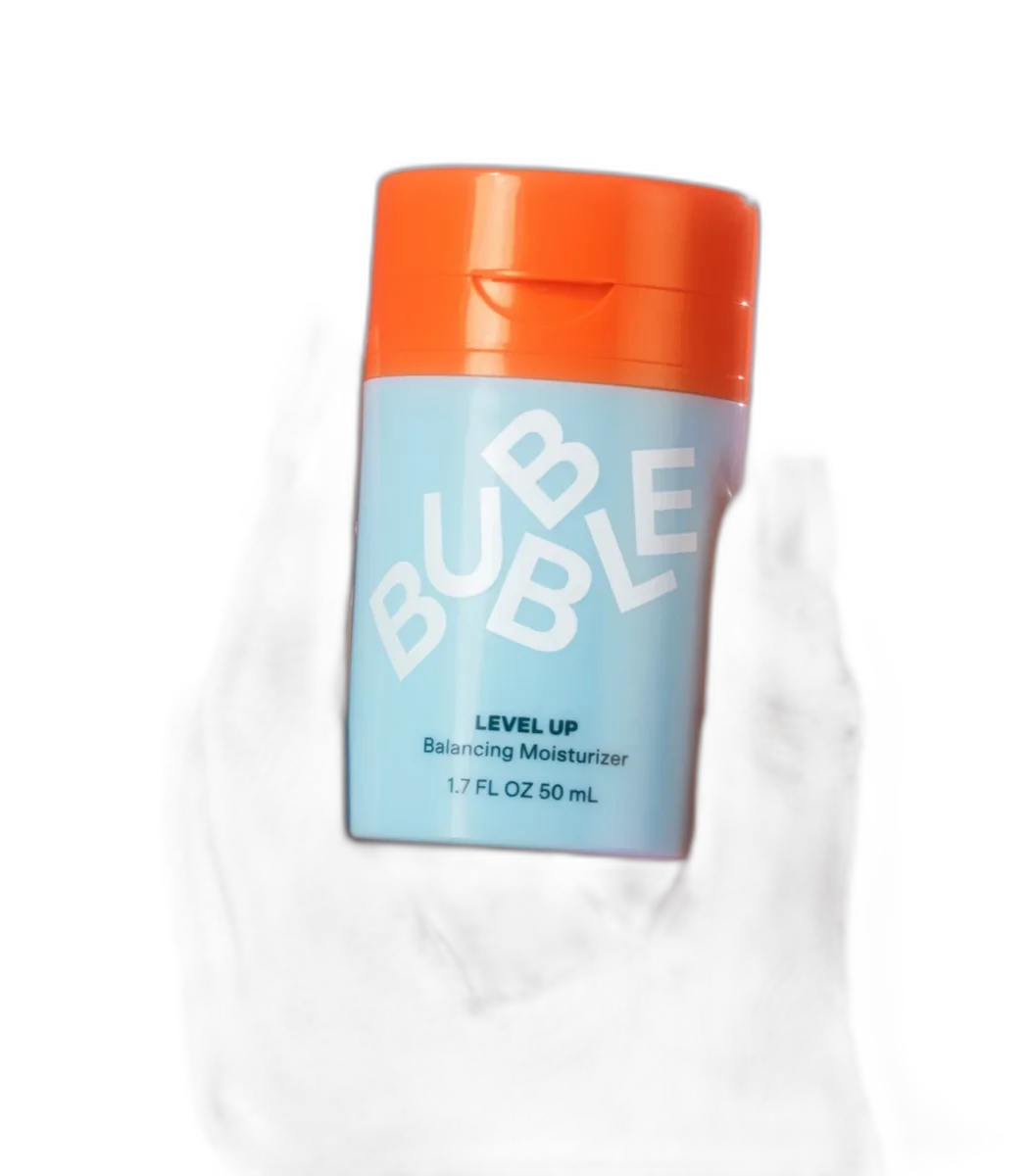 Bubble Skincare Level Up Balancing Gel Moisturizer in a colorful pump bottle