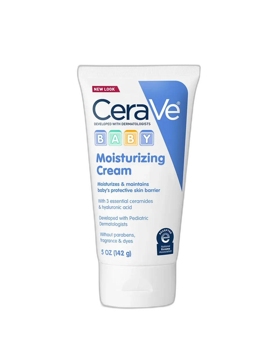 CeraVe Baby Moisturizing Cream white tub with light blue baby branding on white background