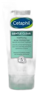 Cetaphil Gentle Clear Mattifying Acne Moisturizer tube in white and green Cetaphil packaging