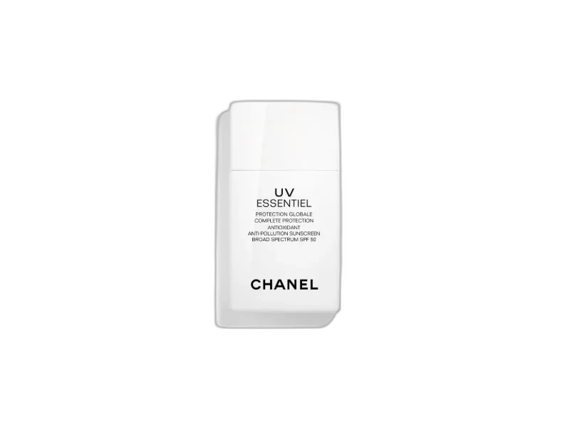 Chanel UV Essentiel Complete Protection SPF 50 sunscreen in white tube