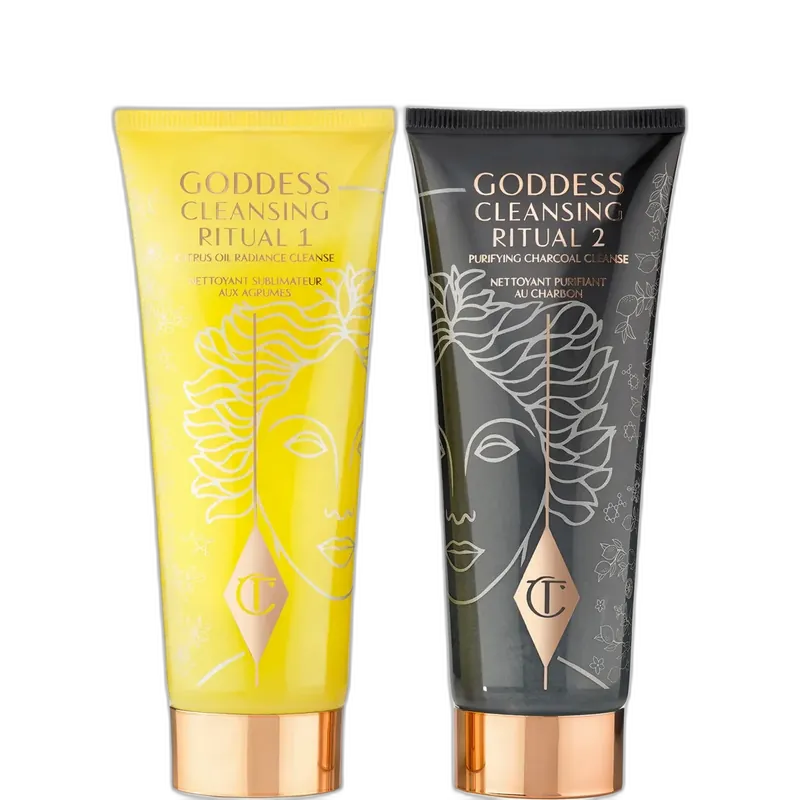 Charlotte Tilbury Goddess Cleansing Ritual Cleansing Balm in frosted glass jar with gold branding