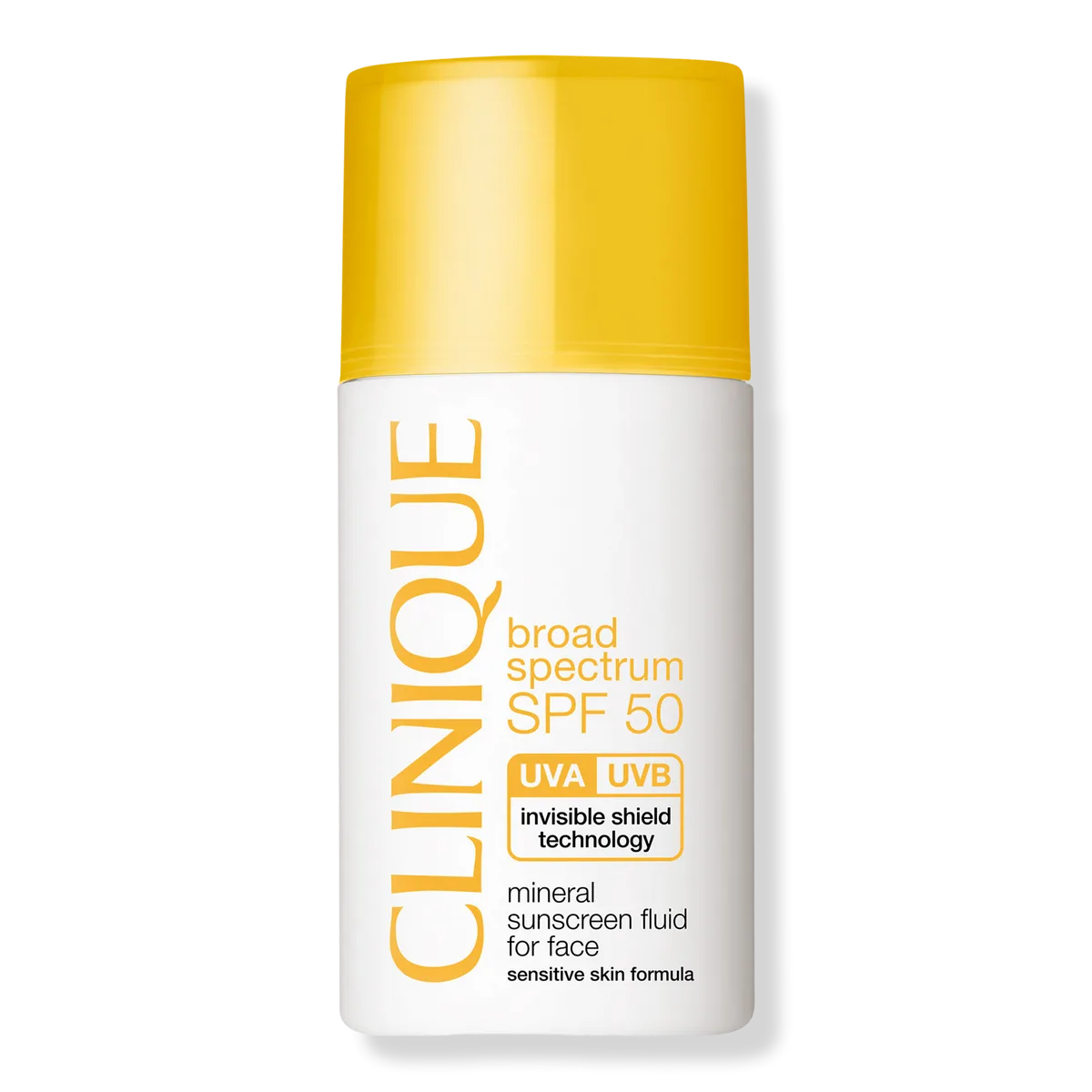 Clinique Broad Spectrum SPF 50 Mineral Sunscreen Fluid white bottle