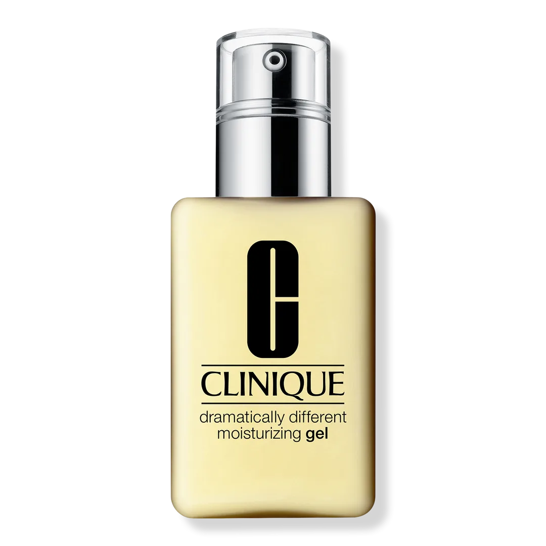 Clinique Dramatically Different Moisturizing Gel in clear pump bottle showing yellow gel