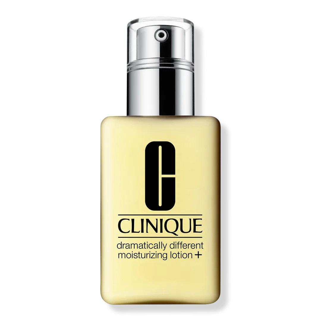 Clinique Dramatically Different Moisturizing Lotion+ in clear pump bottle showing iconic