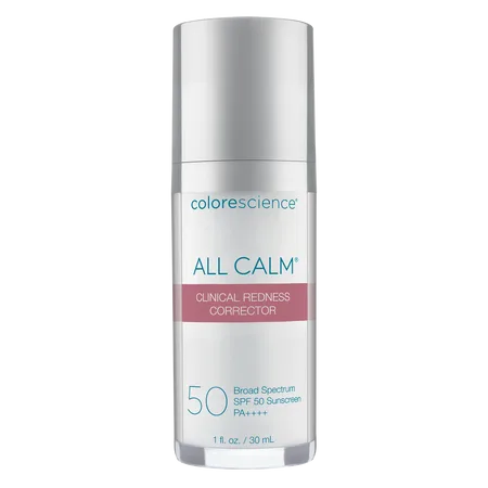 Colorescience All Calm Clinical Redness Corrector SPF 50 in a white squeeze tube
