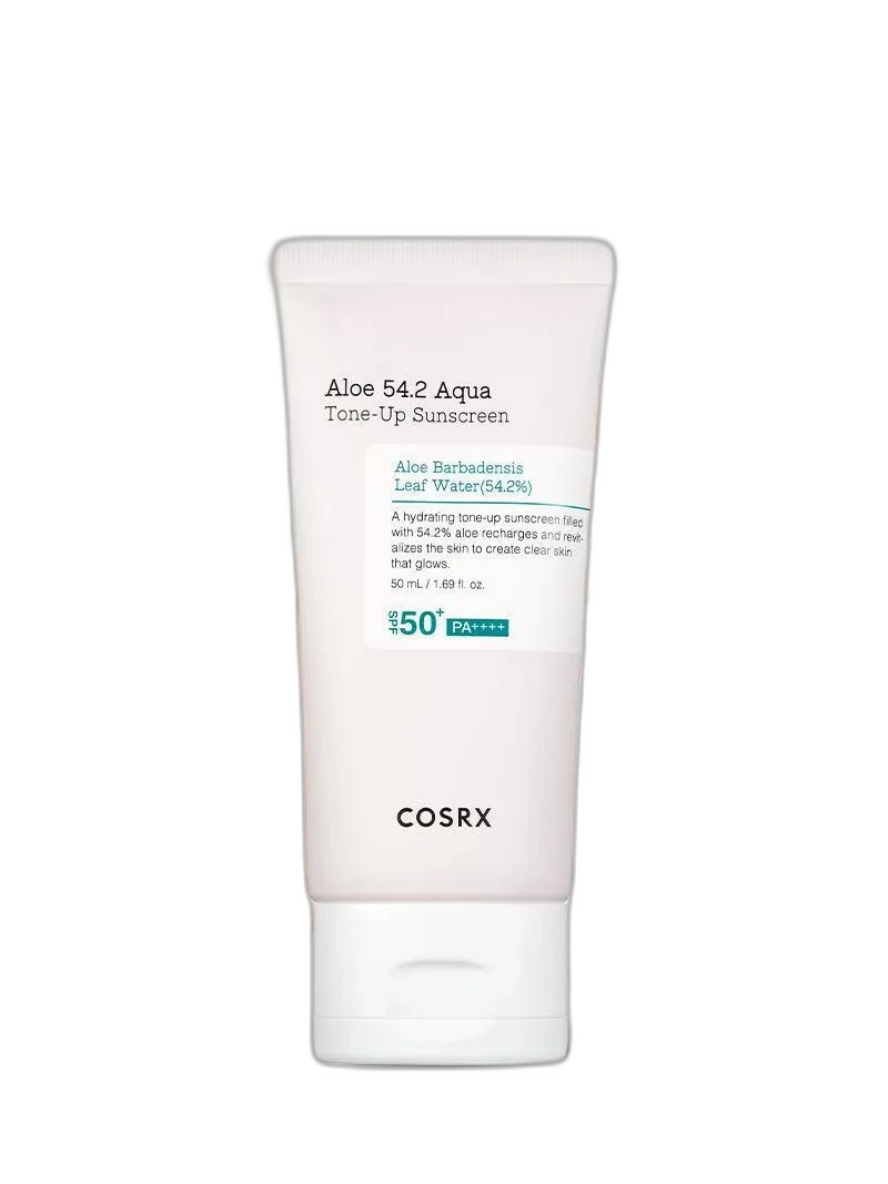 COSRX Aloe 54.2 Aqua Tone-up Sunscreen SPF 50+ in a white squeeze tube