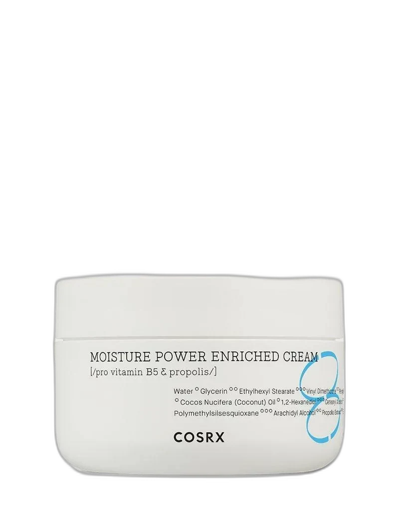 COSRX Hydrium Moisture Power Enriched Cream in a white jar with light blue Hydrium line branding