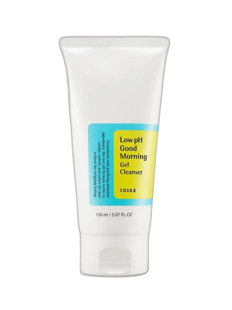 COSRX Low pH Good Morning Gel Cleanser in a white squeeze tube with minimalist COSRX branding