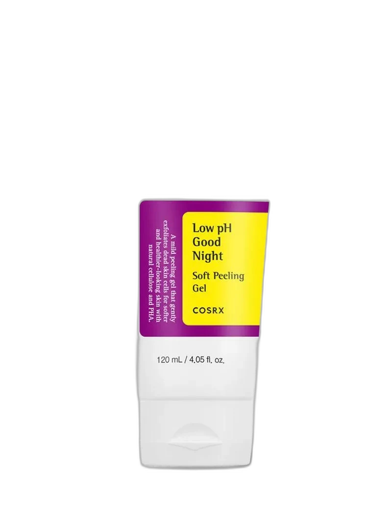 COSRX Low pH Goodnight Soft Peeling Gel 120ml tube with minimalist white packaging
