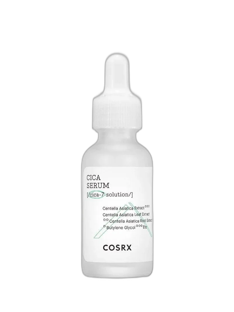 COSRX Pure Fit Cica Serum frosted glass dropper bottle containing 30ml of centella asiatica