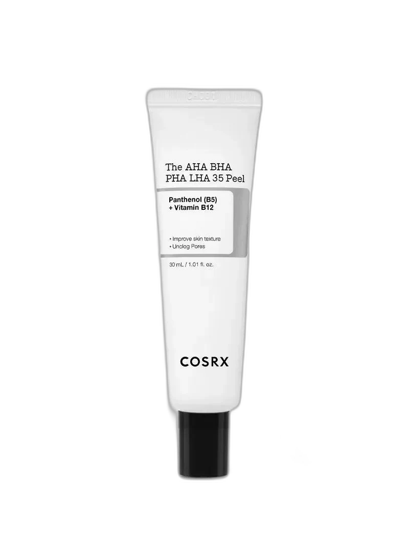COSRX The AHA BHA PHA LHA 35 Peel bottle showing distinctive pink gel formula