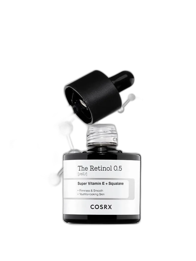 COSRX The Retinol 0.5 Oil 20ml dark tinted glass dropper bottle