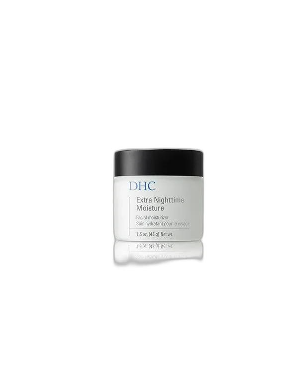 DHC Extra Nighttime Moisture 1.5 oz cream jar with neutral label
