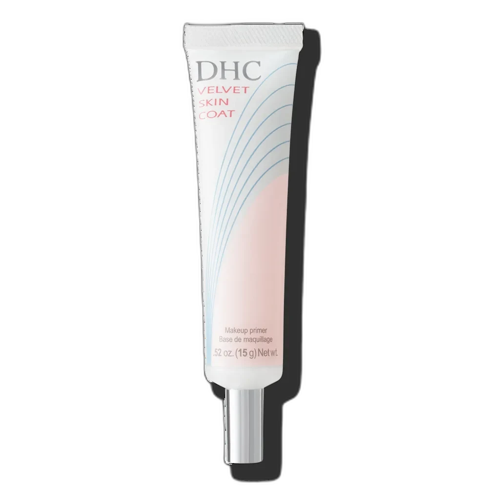 DHC Velvet Skin Coat Primer silicone primer in squeeze tube packaging.