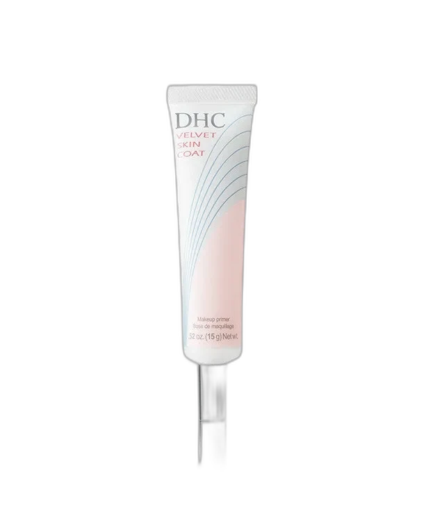 DHC Velvet Skin Coat silicone primer in frosted glass jar.
