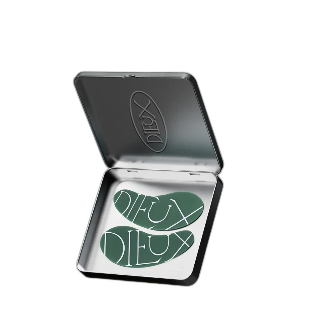 Dieux Skin Forever Eye Mask reusable silicone eye patches in their fabric storage pouch.