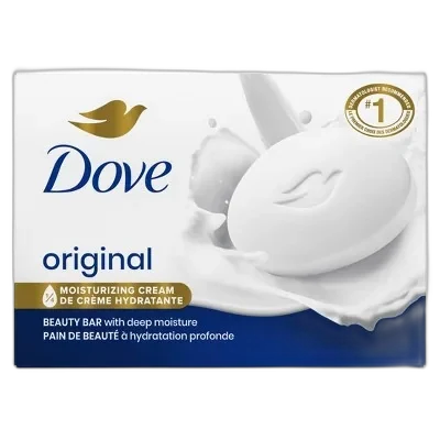 Dove Beauty Bar White Original, classic white bar with Dove bird logo