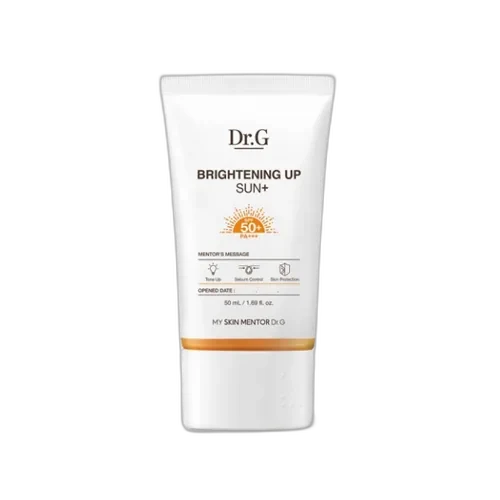 Dr.G Brightening Up Sun SPF 50+ 50ml squeeze tube on white background