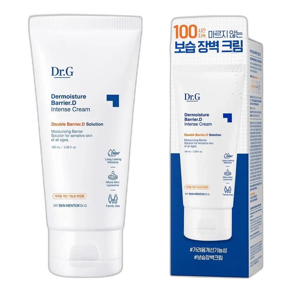 White jar of Dr.G Dermoisture Barrier.D Intense Cream Korean barrier-repair moisturizer