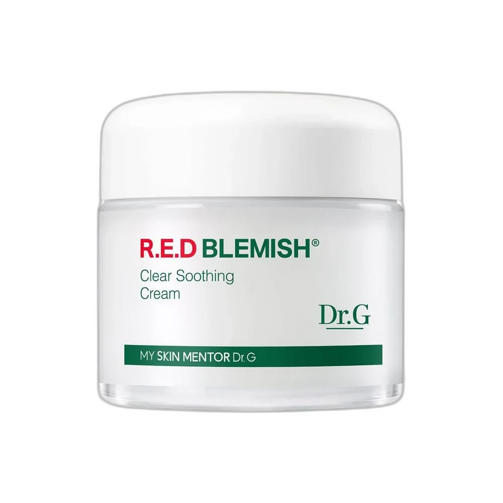 Dr.G Red Blemish Clear Soothing Cream 70ml tube on white background