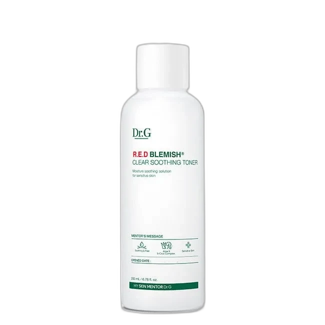 Dr.G Red Blemish Clear Soothing Toner 300ml bottle on white background