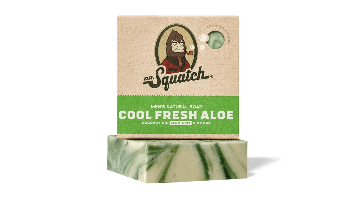 Dr. Squatch Cool Fresh Aloe Natural Bar Soap 5 oz kraft paper package