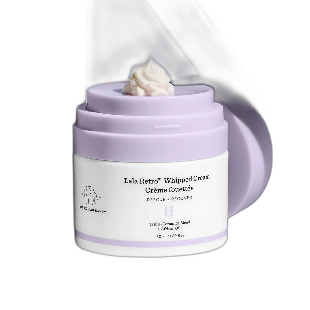 Drunk Elephant Lala Retro Whipped Cream in green refillable airless pump jar