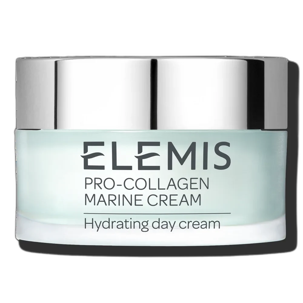 Elemis Pro-Collagen Marine Cream in a dark teal glass jar
