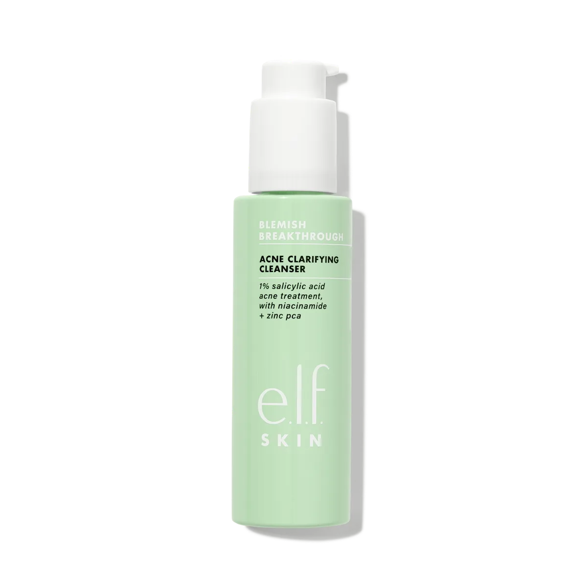 e.l.f. Skin Blemish Breakthrough Acne Clarifying Cleanser teal pump bottle